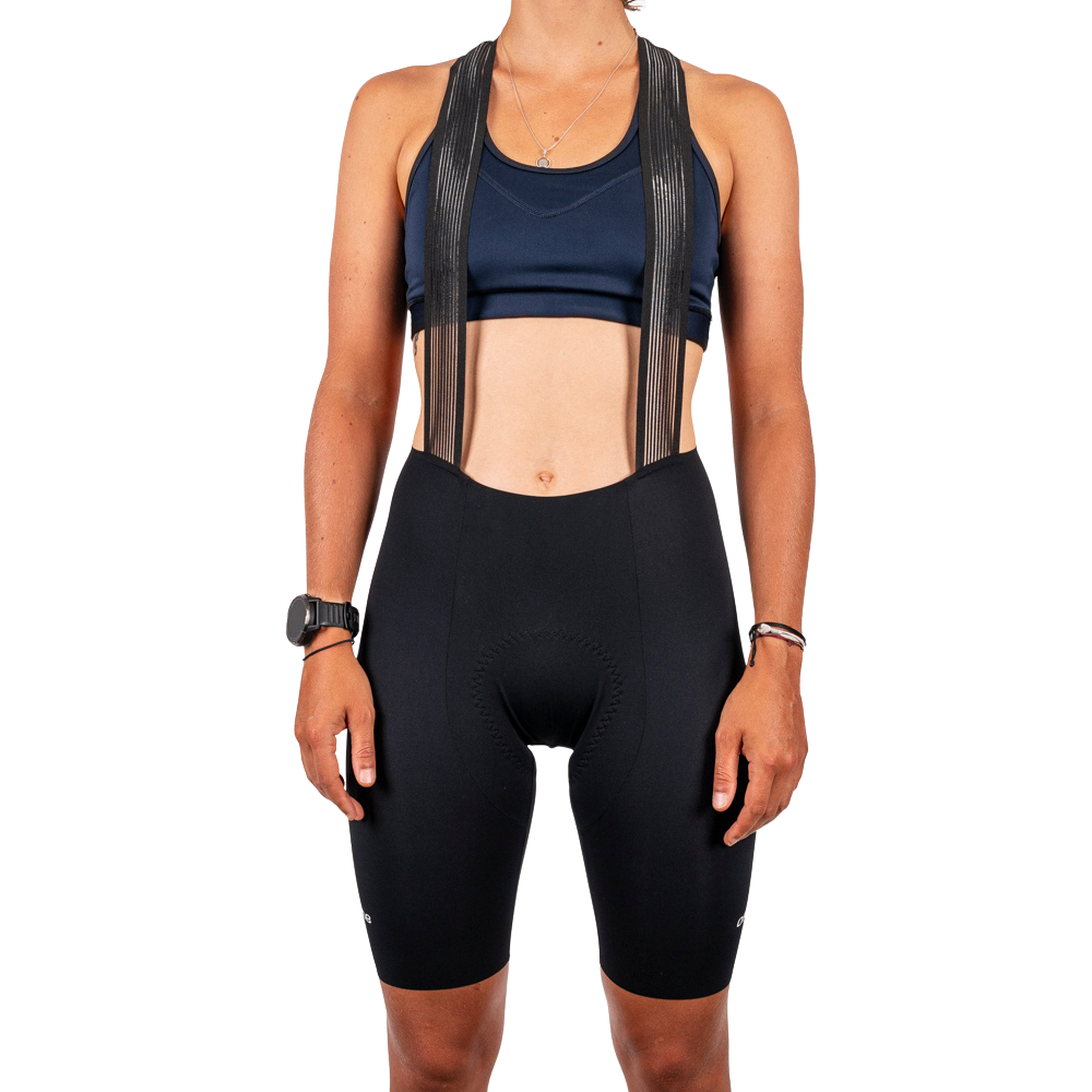 Dames-Road Bibtights Zwart Logo Grijs